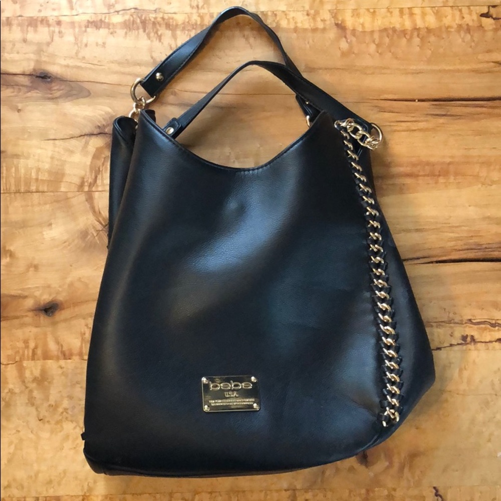 BeBe black purse with gold chain accent